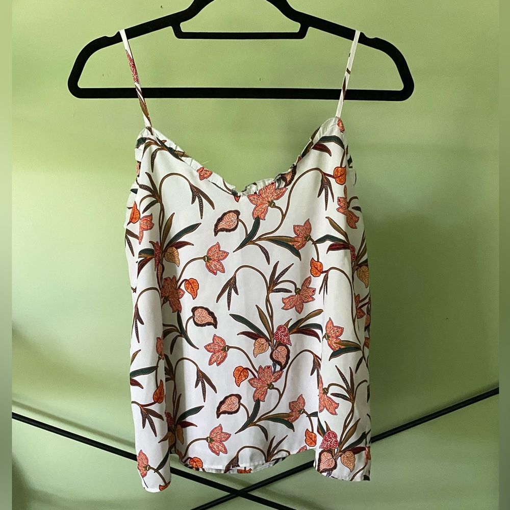LOFT Floral Strappy Ruffled Cami Tank